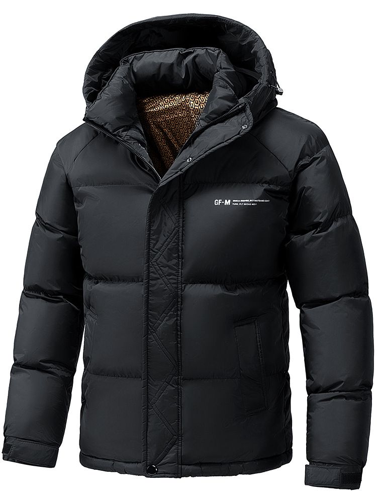 Men's Graphene Winter Coat – Trendy Hooded Jacket With Black Gold Accents, Thickened & Windproof (Black/Dark Gray, M-5XL)_viptrois.com