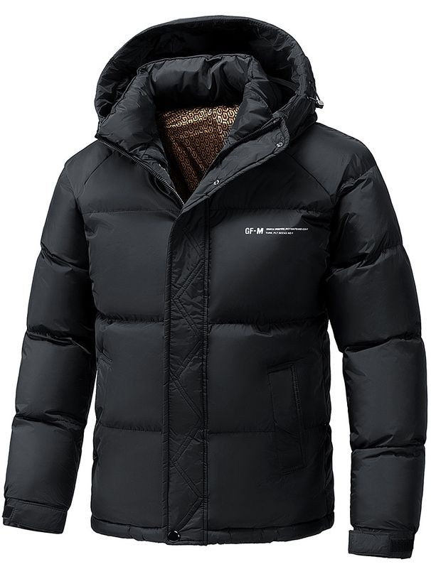 Men's Graphene Winter Coat – Trendy Hooded Jacket With Black Gold Accents, Thickened & Windproof (Black/Dark Gray, M-5XL)_viptrois.com