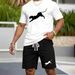 Men's Leopard Print 2-Piece Set Crew Neck Short Sleeved Shirt And Shorts Casual Fashion New_viptrois.com