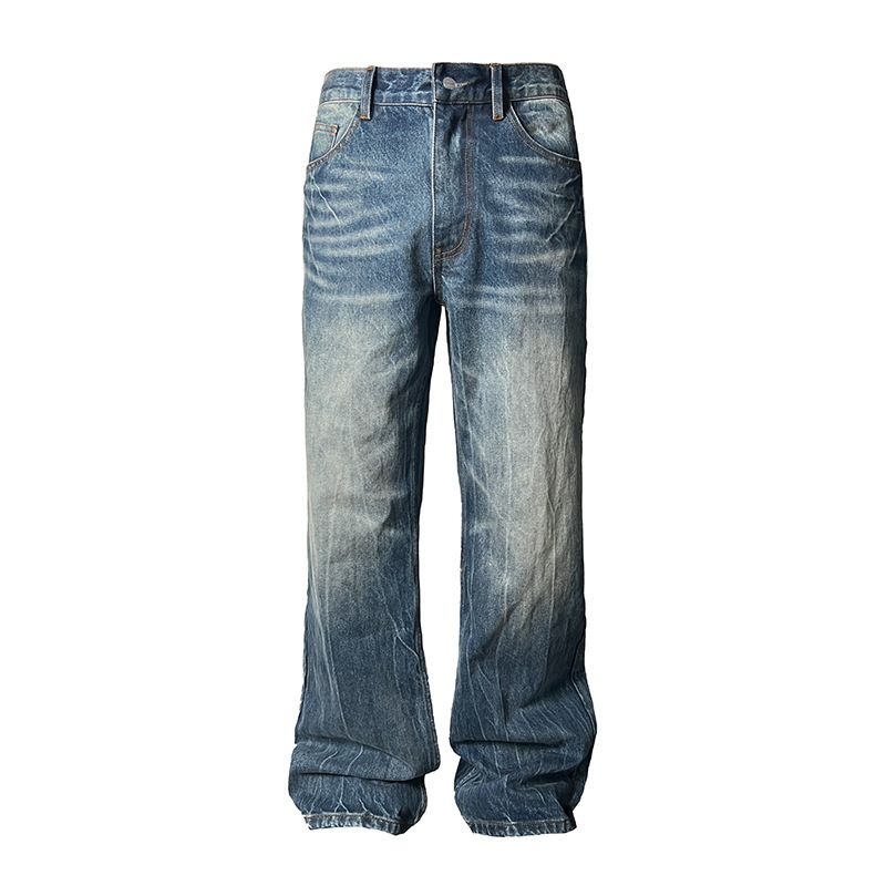 Men And Women Loose Wide Leg Pants Washed Straight Flared Pants_viptrois.com