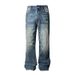 Vintage Washed Denim Pants – Distressed Lightning Cracked Jeans (Unisex S-XXXL, Blue/Black Grey)_viptrois.com