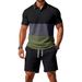 Men's Clothing New Casual Contrast Color Polo Lapel Shirt Short Sleeved Suit_viptrois.com