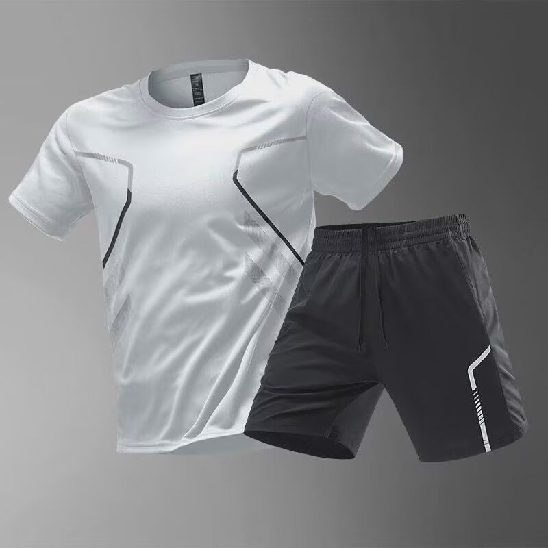 Men's Clothing Ice Silk Quick Drying Clothes Fitness T Shirt Running Short Sleeved Shorts Training Clothes_viptrois.com