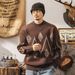 American Retro Diamond Pattern For Men New Trendy Fair Isle Ethnic Style Knitwear Autumn Winter Men's Knitted Sweater_viptrois.com