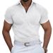 High-end Waffle Lapel Men's T-shirt Collar Summer Solid Color New Heavy Short Sleeve_viptrois.com