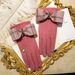 2020 Autumn/Winter New Split Finger Cookie British Pattern Bow Style Wool Cashmere Gloves for Women_viptrois.com