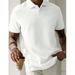Men's Solid Color Collared Button Down Short Sleeved Shirt Casual Everyday Style_viptrois.com