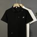 Men's Summer Fashion Short Sleeve Polo Shirt Floral Embroidery Turn Down Collar Korean Style T-Shirt_viptrois.com