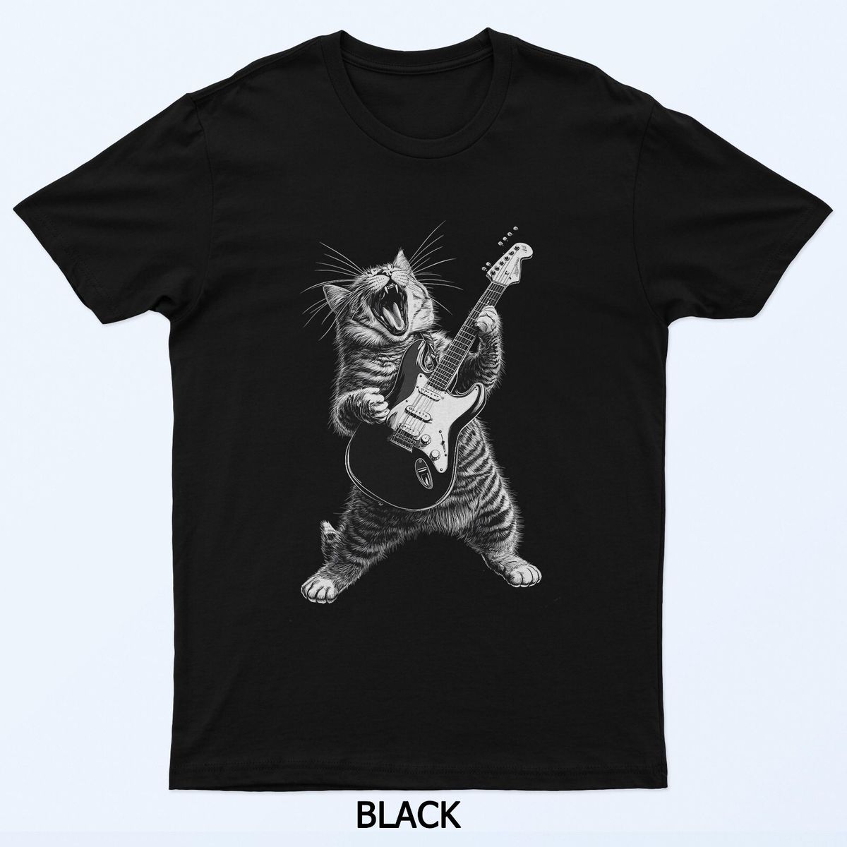 Cat Kitten Playing Guitar Rock On Star Funny Rock And Roll T-Shirt Mens Womens Tees Top_viptrois.com