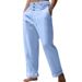 Men's Clothing Men's Spring And Autumn New Fashion Straight Cotton And Linen Straps Beach High Waist Casual Trousers Men_viptrois.com