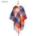 Unisex Loop yarn coarse tassel cape for women's thickened colored plaid cape_viptrois.com