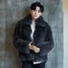 Men's Clothing Winter new fur coat men's blue leather youth hooded fur coat fur and leather_viptrois.com