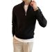 New autumn and winter semi high neck sweater for men, business casual retro slim fit handsome base long sleeved knitted sweater_viptrois.com