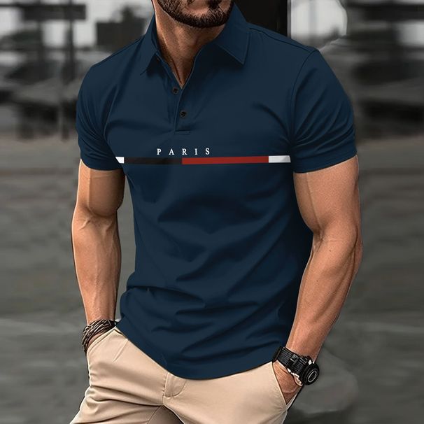 Men Polo Shirt Fashion Fun Letter Print Polo TShirt Casual Button Summer Breathable Loose Business Clothing Men Short Sleeve Top_viptrois.com