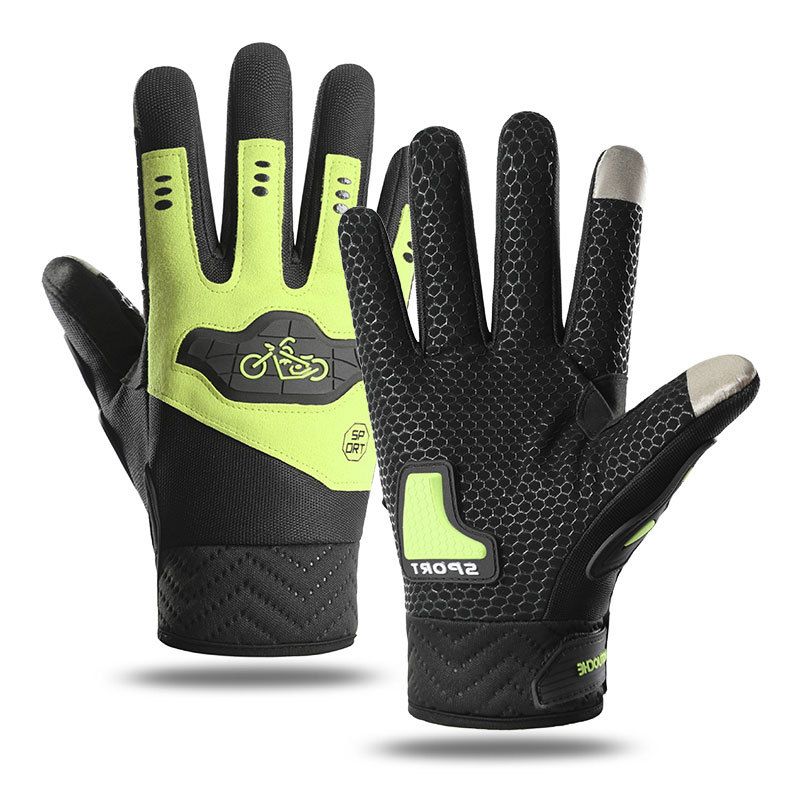 Cycling Gloves Outdoor Sports Full Finger Men's Gloves Anti Wear Riding Motorcycle Bicycle Non Slip Velcro Touch Screen Spring And Autumn Style_viptrois.com