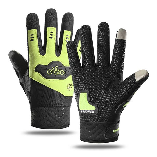 Cycling Gloves Outdoor Sports Full Finger Men's Gloves Anti Wear Riding Motorcycle Bicycle Non Slip Velcro Touch Screen Spring And Autumn Style_viptrois.com