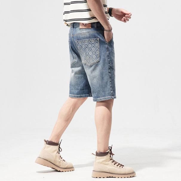 Men's Thin Light Blue Jeans Shorts High-End Jeans Men's Loose Straight Pants Men's Ultra-Thin_viptrois.com