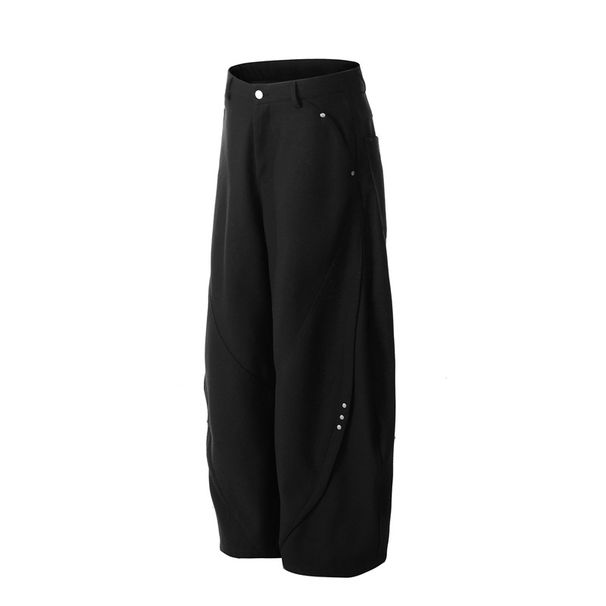 Men's Clothing Rivet Splicing Deconstruction Scimitar Wide Leg Casual Pants Men And Women Loose Mopping Long Pants_viptrois.com