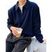 Men's Slim Fit Polo Collar Half-Zip Knit Sweater - Breathable Stretchable Business Casual Pullover For Youth & Adults_viptrois.com