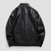 Men's Jacket PU Leather Jacket Trendy Standing Collar Biker Suit Workwear_viptrois.com