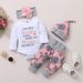 Girls Autumn And Winter New Korean Style Hot Selling Long Sleeved Letter Printed Top + Flower Pants Four Piece Set_viptrois.com