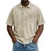 Men's Clothing Button Down Collar Casual Corduroy Men's Corduroy Short Sleeve Button-Up Shirt - Relaxed Fit, Breathable Polyester, 10 Colors (S-4XL)_viptrois.com