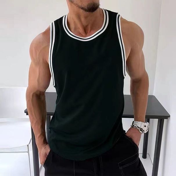 Quick-Dry Sports Casual Slim Fit Tank Top Sleeveless Short Fitness Muscle Men Summer Gym Vest Basketball Shirt_viptrois.com