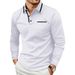 Unbeatable Quality Men's Spring And Autumn Daily Casual Splicing Pocket Solid Color Collar Long Sleeve Large Polo Shirt_viptrois.com