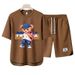 Men's Clothing 2024 Waffle Casual Summer Suit Men's Loose Teen Short sleeved T shirt Shorts Handsome Two piece Suit_viptrois.com