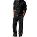 Men's Linen Casual Shirt & Pants Set - Breathable Long Sleeve Beach Outfit For All Seasons (White/Black/Grey/Khaki/Light Blue, S-XXXL)_viptrois.com
