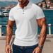 Men's Clothing Jacquard Breathable Casual V Neck Top Popular Buckle_viptrois.com