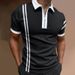 Summer T-shirts Men Men's Zip Polo Work Wear Turndown Clothes Tops Quarter Short Sleeve Fashion Classic Style Tropical Zipper_viptrois.com