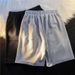 Men's Clothing Waffle Thin Shorts Men Summer Style Trendy Brand Loose Straight Casual Hong Kong Style Five Point Sports Mid Length Pants_viptrois.com
