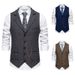 Men's Retro Herringbone Tweed Suit Vest Retro Lapel Horse Chain Armor Vest Detective Clothing_viptrois.com