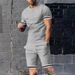 Men's Clothing Summer Loose Suit Short Sleeve Shorts Sports Leisure Round Neck Two Piece Suit_viptrois.com