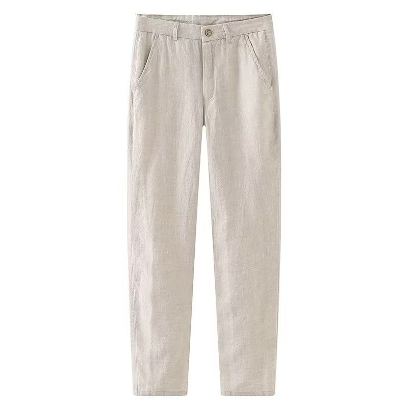 Men's Clothing Linen Casual Pants Summer Thin Linen Pants Slim Retro Straight Trousers High Quality Cotton Linen Pants_viptrois.com