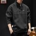 Men's Stand Collar Heavyweight Polo Sweatshirt - Oversized Fit Autumn Streetwear Style_viptrois.com