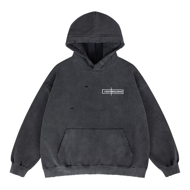 Autumn Winter New American Vintage Washed Embroidered Hoodie_viptrois.com