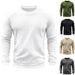 Men's Spring And Autumn Winter Waffle Round Neck Long Sleeved T Shirt Men's Small Square Casual Bottom_viptrois.com