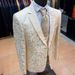 Men's Clothing Jacquard Slim Wedding Dignified Evening Dress Three Piece Suit Men Suit_viptrois.com
