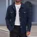 Pulse 2024 Autumn Winter European American Cross-Border Casual Men's Clothing Lapel Single-Breasted Solid Color Double Pocket_viptrois.com