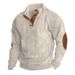 Men's Casual Long Sleeve Sweatshirt European Size Stand Collar Ribbed Corduroy Fleece Lined Solid Color Spring Autumn Hot Selling_viptrois.com