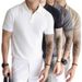 Men's Slim Fit V-Neck Polo Shirt – Breathable & Moisture-Wicking Summer Knit (Black/White/Grey/Beige/Army Green/Blue)_viptrois.com
