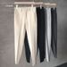 Summer Ice Silk Men's Cropped Suit Pants Flowy Nine Point Business Casual Korean Style Straight Leg Loose Fit_viptrois.com