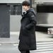 Cotton Jacket, Mid-Length, 2023 New Korean Style, Over-the-Knee, Hooded, Fashionable, Winter Thickened Men's Coat_viptrois.com