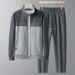 Men's Clothing Spring and autumn middle aged and elderly men's casual sports suit autumn and winter sweater cardigan jacket two piece dad suit_viptrois.com