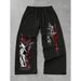 Urban Streetwear Drop-Crotch Pants For Men – Oversized Cotton Hip-Hop Joggers With Drawstring Waist (Black/Gray, S-XXXL)_viptrois.com