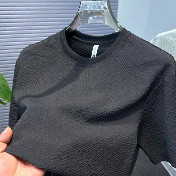 Men's Trendy Short Sleeve T-Shirt - New Stripe Linen Blend Tee, Anti-Bacterial & Breathable, Oversized Fit For Summer, Instagram Fashion_viptrois.com