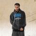 Autumn/Winter Washed American Style Fleece-Lined Text Print Loose Fit Trendy High Street Hoodie_viptrois.com