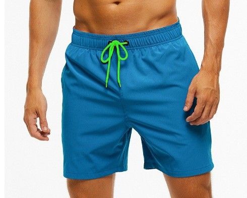 New Summer Sports And Leisure Solid Color Quarter Shorts Breathable Lotus Leaf Style 3D Men's Beach Pants Dark Green_viptrois.com